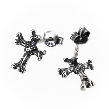 925 sterling silver bone cross stud earrings